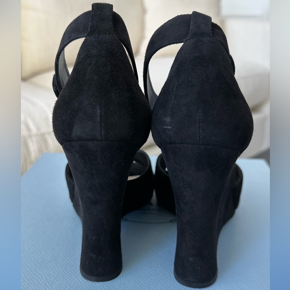 PRADA Calzature Donna Camoscio Black Suede Wedges, Authentic, Free Shipping - Picture 4 of 9